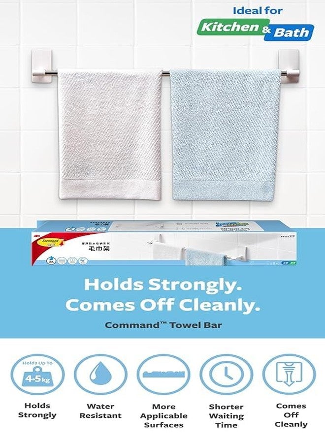 كوماند خطاف تعليق المناشف من 3M Command، يتحمل وزنًا يصل إلى 4.5 كجم، لا يحتاج إلى ثقب، لا يسبب تلفًا للطلاء، مقاوم للماء، شديد التحمل، مثالي لجدران الحمامات، منطقة الاستحمام، والمطابخ - Image 2